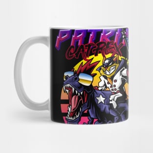 Dinosaur Amerisaurus Rex Cat 4th of July American Patriotic Mug